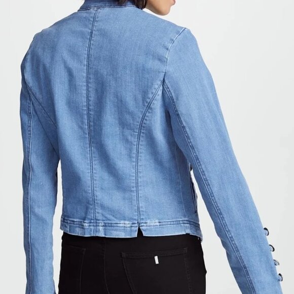 Free People Military Denim Indigo Blue Denim Jacket - Picture 3 of 5